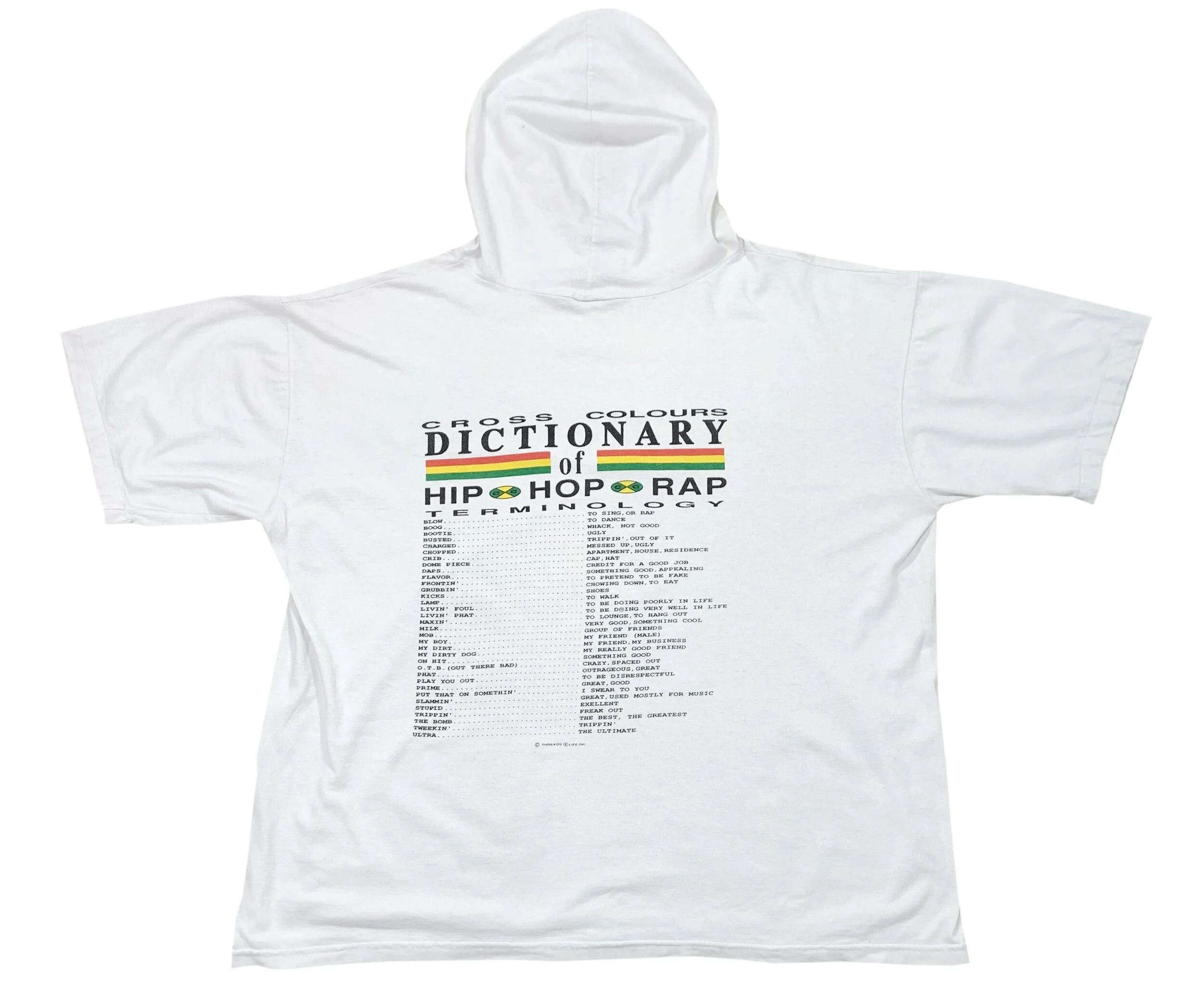 Vintage Cross Colours Dictionary Of Hip Hop Hooded Shirt (Size XL